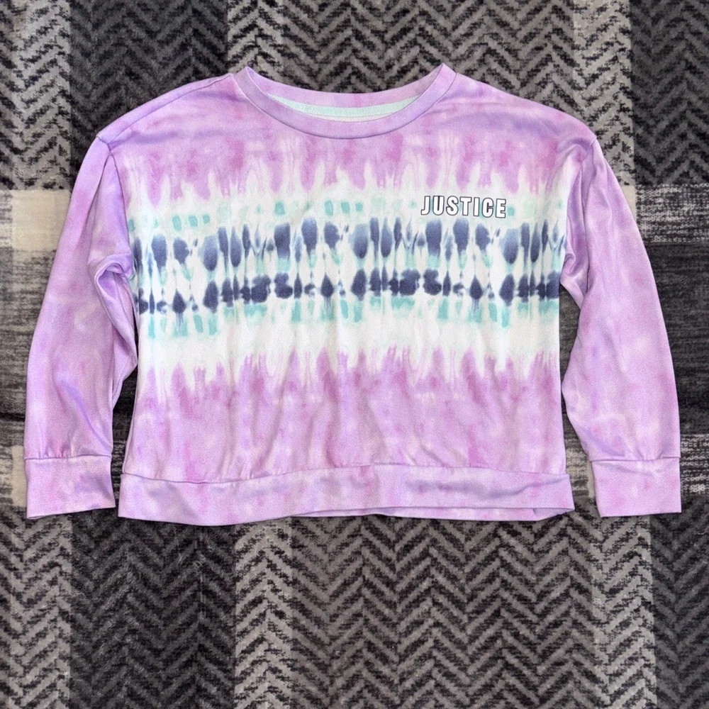 🦋Justice Lavender and Teal Tie-Dye Hoodie